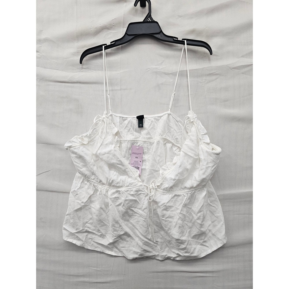 Wild Fable Womens Tie Front Cami Top White Linen Blend Casual Size XXL
